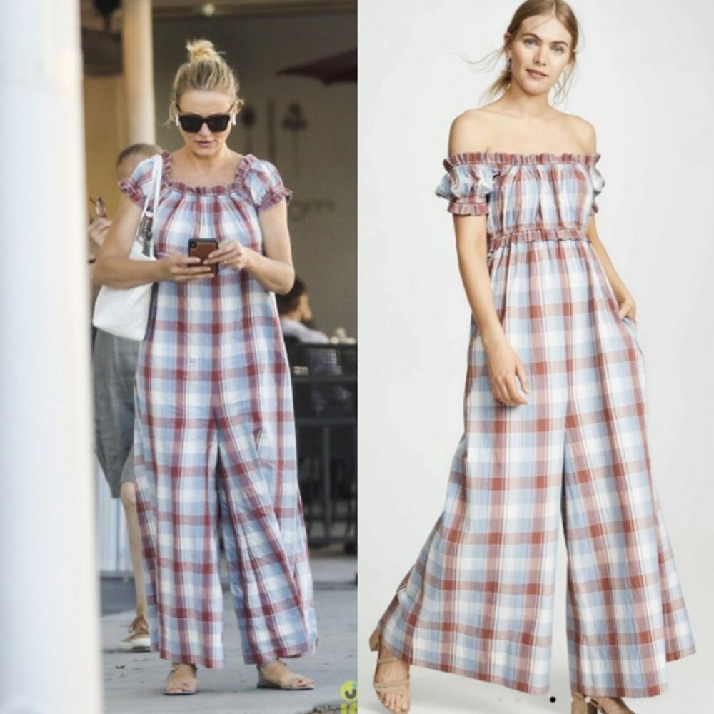 Ulla Johnson “Gigi “ Madras Jumpsuit $375 ASO‎ Cameron Diaz Beverly Hills LA